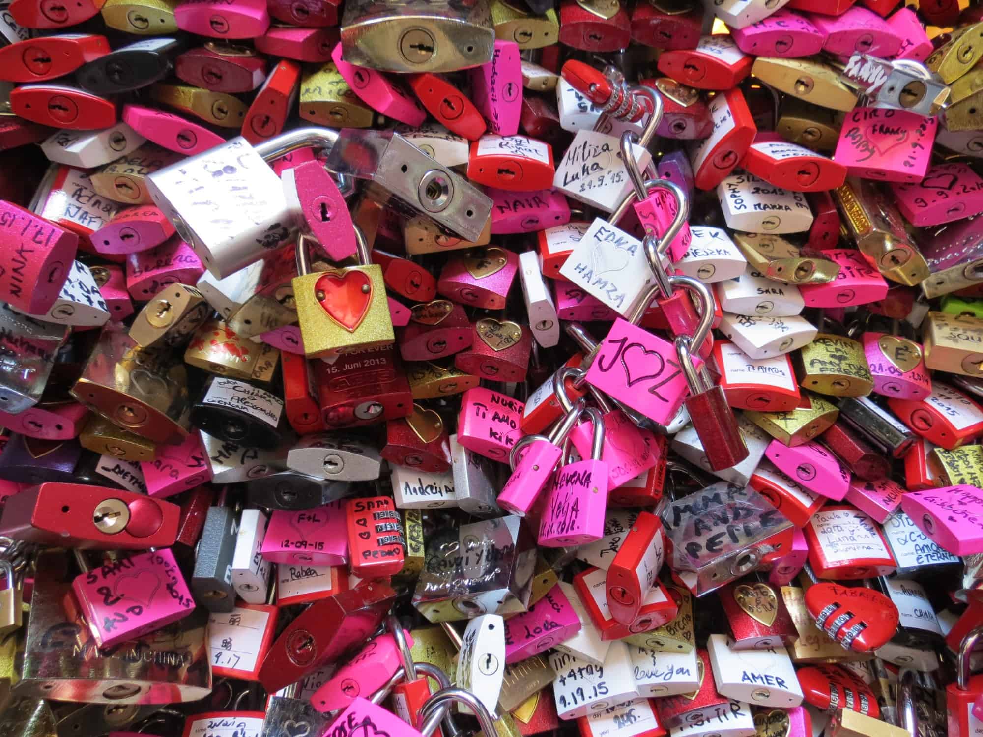 Nowhere can escape the invasion of the 'love locks'. Especially not at the Casa di Giulietta in Verona., Italy