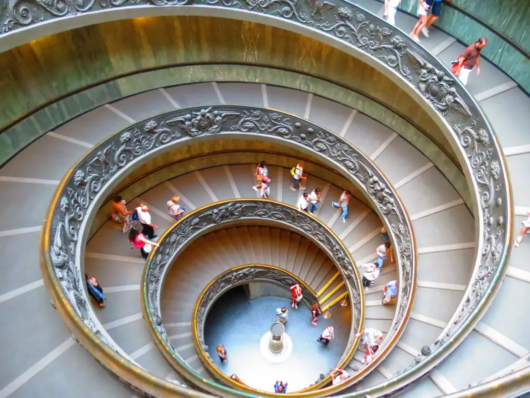 Spiral stair illusions inside the Vatican Museums, Rome