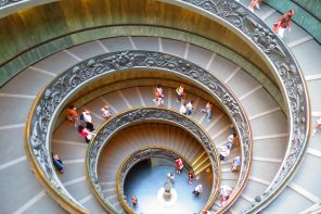 Spiral stair illusions inside the Vatican Museums, Rome