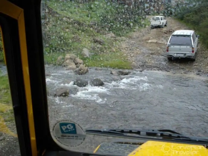 Driving up Sani Pass Lesotho