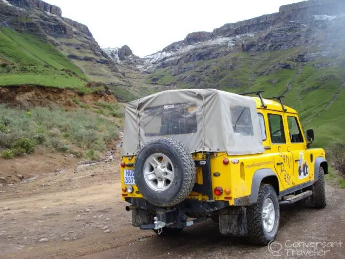 Driving up Sani Pass in Lesotho