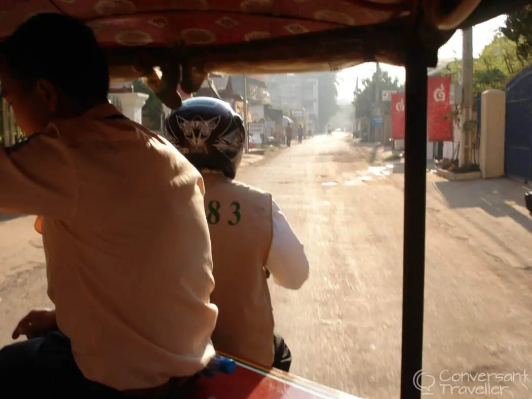 Enjoying a leisurely ride with Nik in his Tuk Tuk, Siem Reap, Cambodia