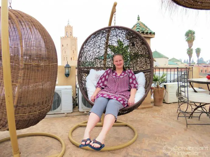 Cool wicker swings at Riad Mur Akush, Marrakech