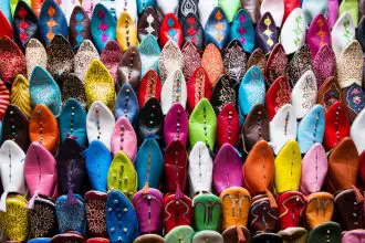 Most instagrammable places in Morocco - babouches in the Marrakech souks