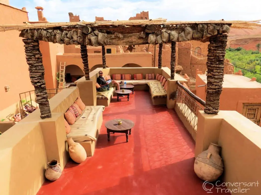 One of the many comfy corners on the terrace, Kasbah Ellouze, Tamdaght, Morocco