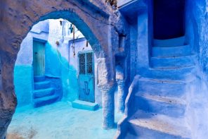 Blue painted streets of Chefchaoeun in Morocco