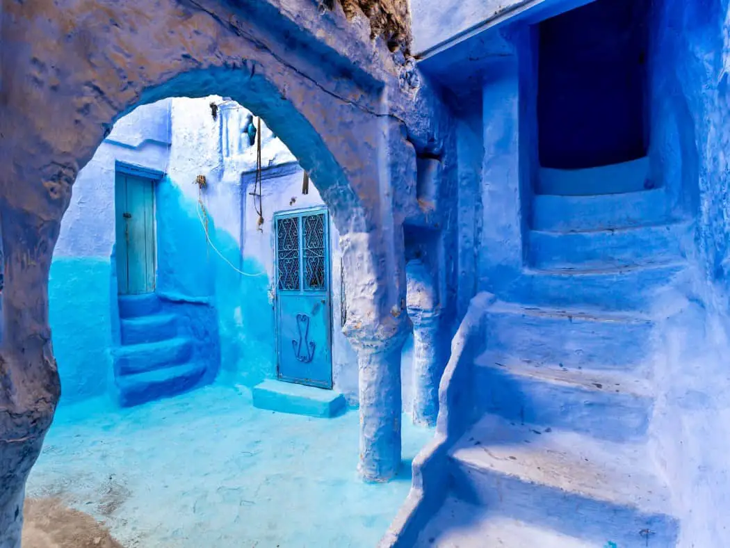 Blue painted streets of Chefchaoeun in Morocco