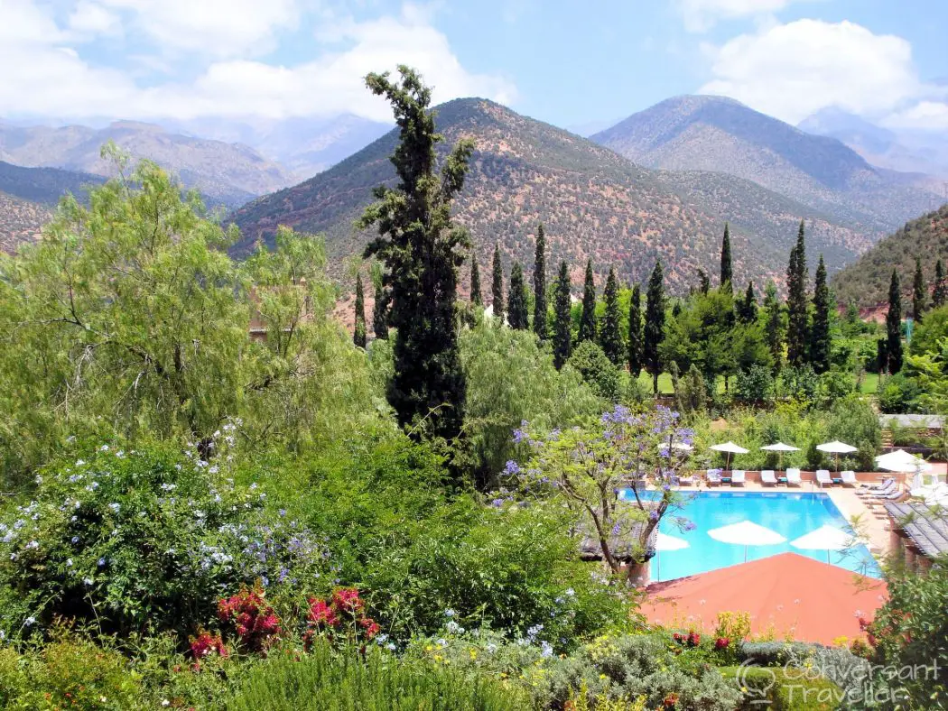 A pool with a mountain view at Kasbah Tamadot