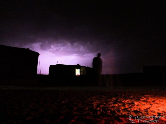 Storm at Erg Chigaga in the Sahara, Morocco