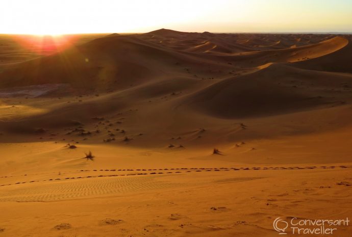 Sunrise at Erg Chigaga desert in Morocco