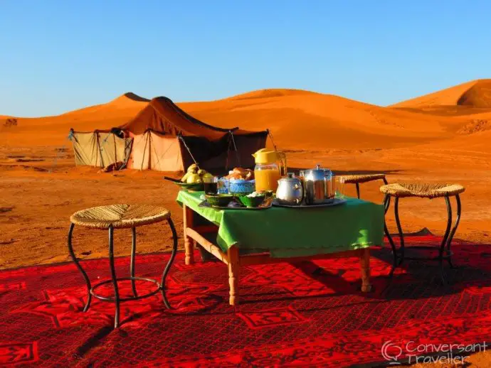 Breakfast Saharan style at Erg Chigaga, Morocco