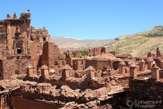 Storks are the only residents today at the Telouet Kasbah, Morocco