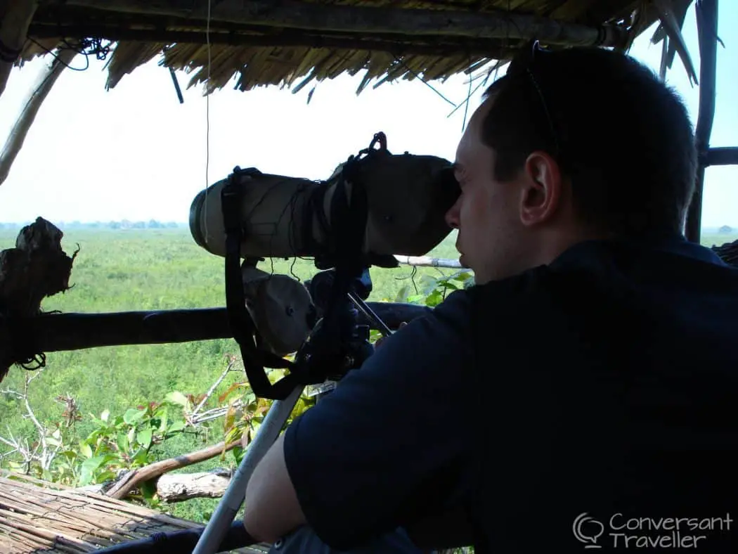 Hubbie admiring the huge array of birdlife, Tonle Sap, Cambodia