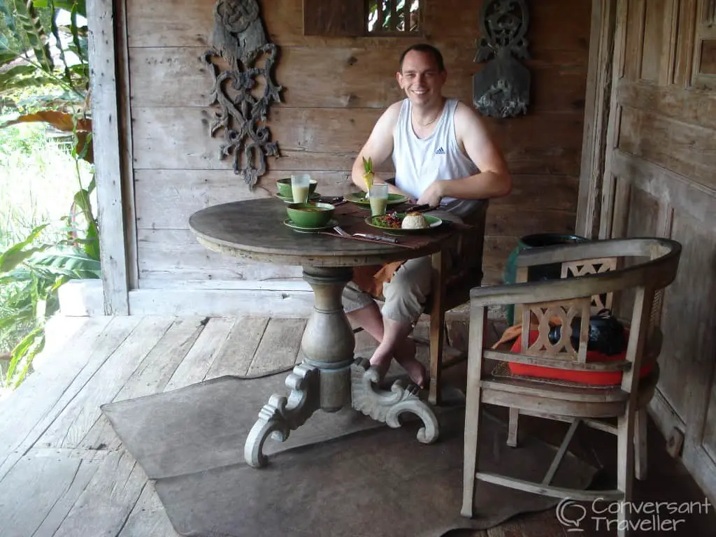 Tom Yum for lunch on our private veranda at Bambu Indah, Bali