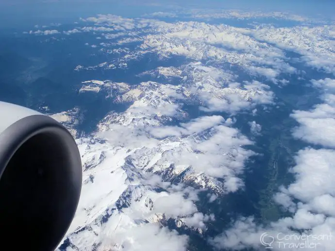 Flying over the Alps, view from the plane