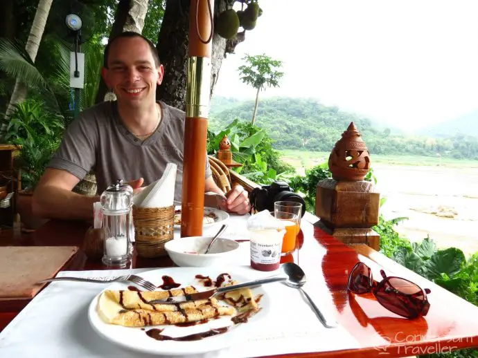 Where to stay in Luang Prabang - Mekong Riverview Hotel - chocolate banana pancakes