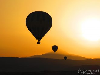 Hot air ballooning in Cappadocia at sunrise