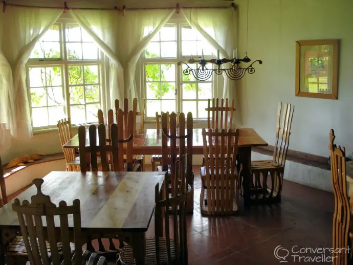The famous dining tables at Antbear Guesthouse, Giants Castle