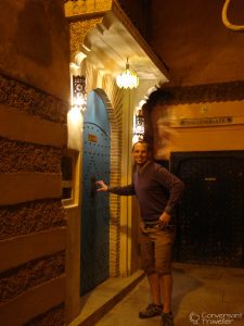 Hubbie asking to be let in to Riad Papillon, Marrakech