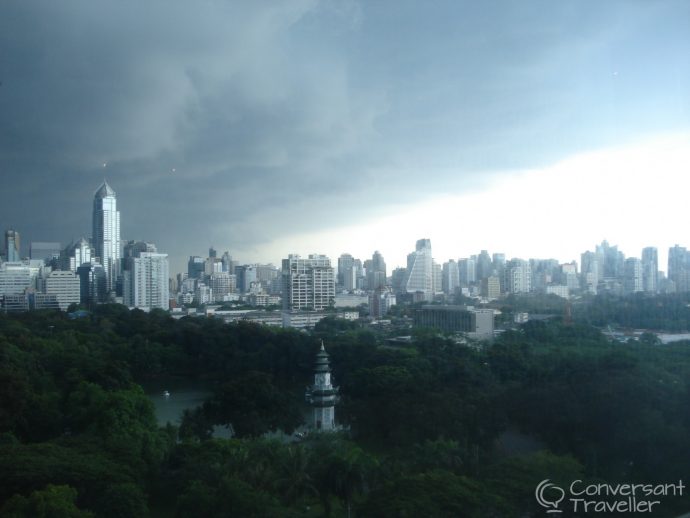 Clouds brewing over Lumphini Park, Sofitel So Bangkok