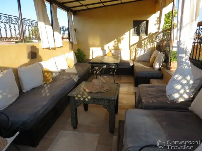 Comfy roof terrace at Riad Cinnamon, Marrakech