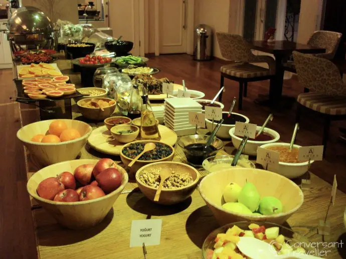 Breakfast buffet at Hotel Amira, Istanbul