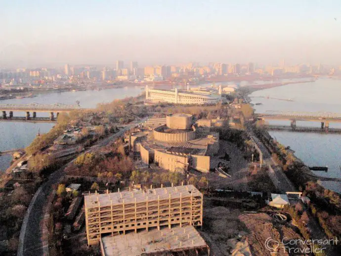 View from the Yanggakdo International Hotel, Pyongyang, North Korea