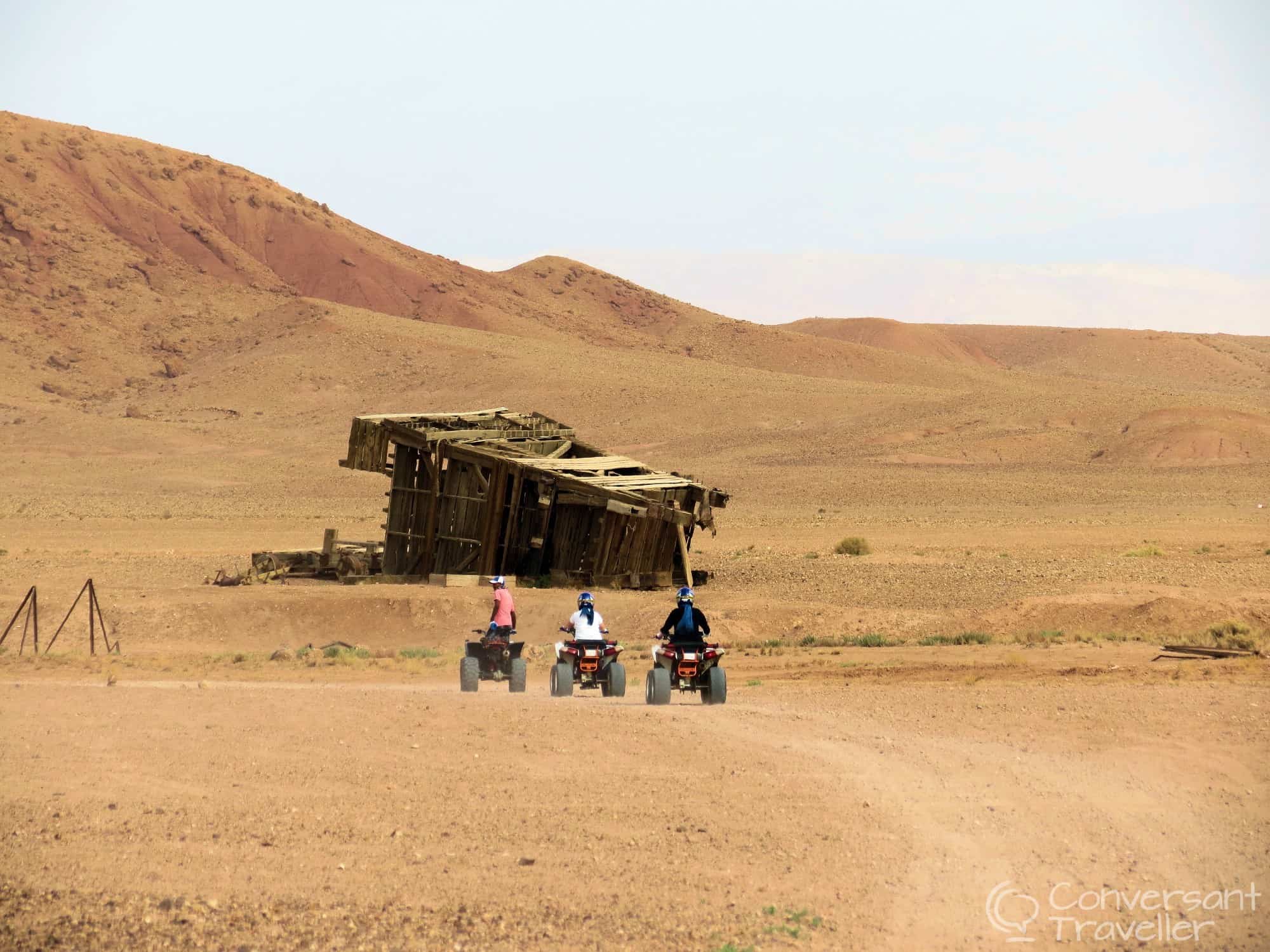 Quad biking past downed assault towers