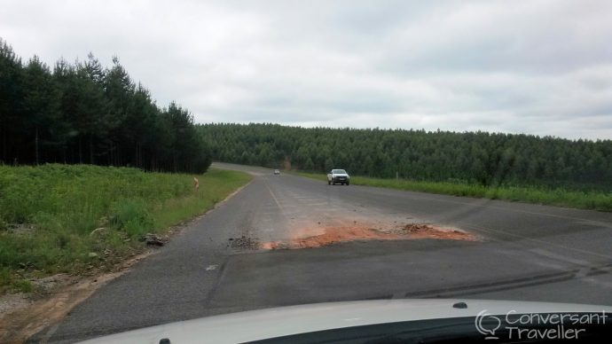 Seriously, this pot hole was wider than our car!