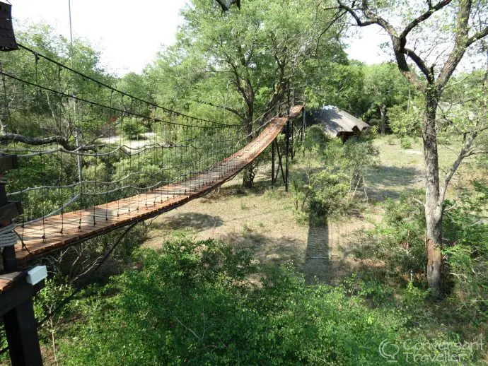 Our home for a few days, the bridge to River View 3 at Safari Lodge