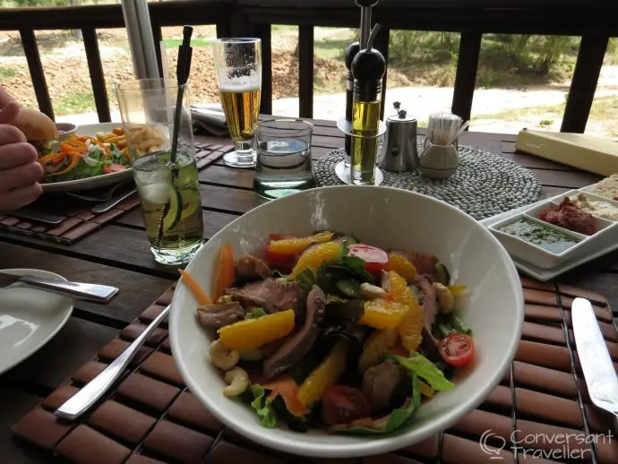 A spot of 'light' lunch - duck salad on the deck