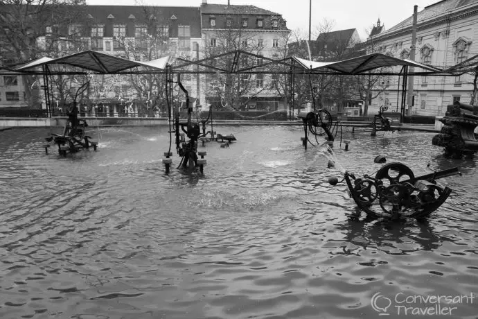 The intriguing Tinguely Fountain art mechanisms, Basel