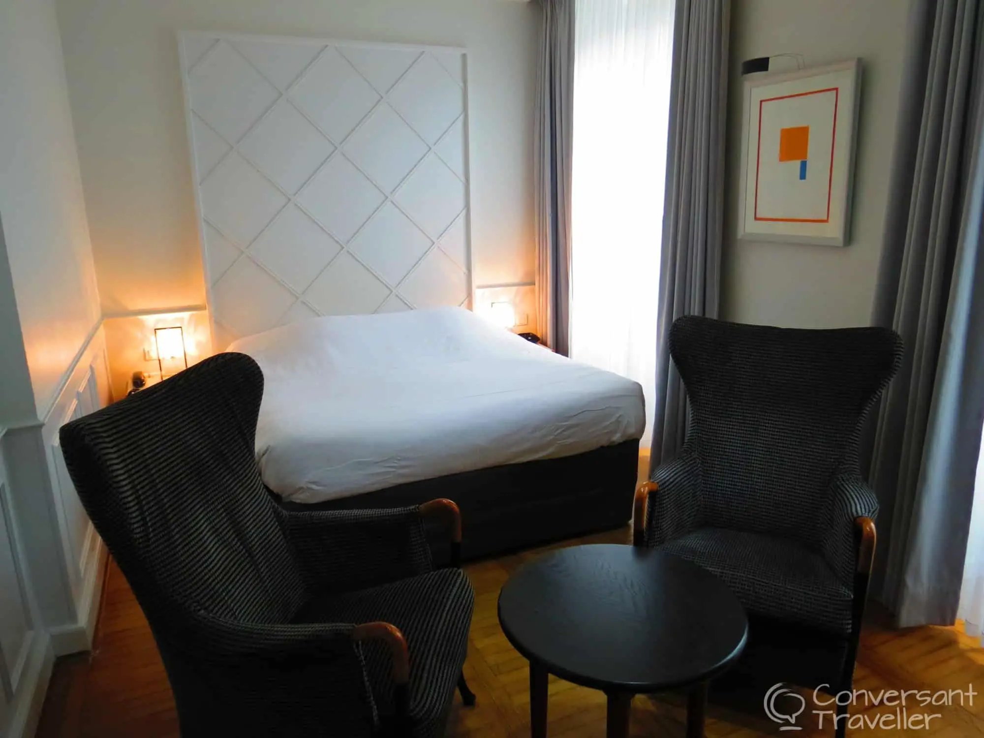 A superior room with a more classically contemporary style at Hotel Le Colombier