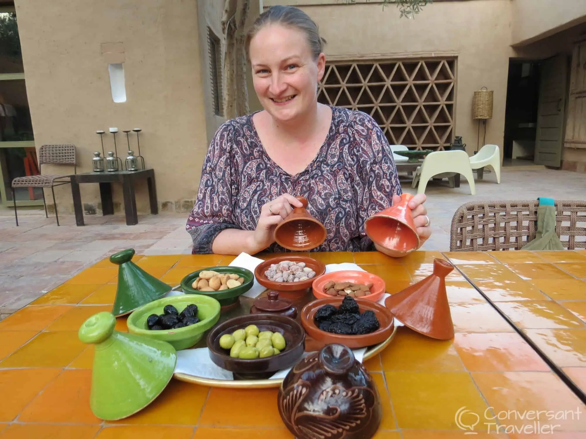 Moroccan style hors d'oeuvres tray at Dar Al Hossoun, Taroudant
