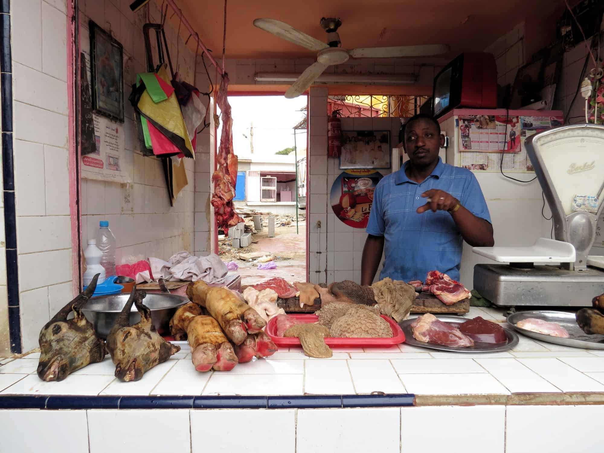 The meat market in Tafraoute, Morocco