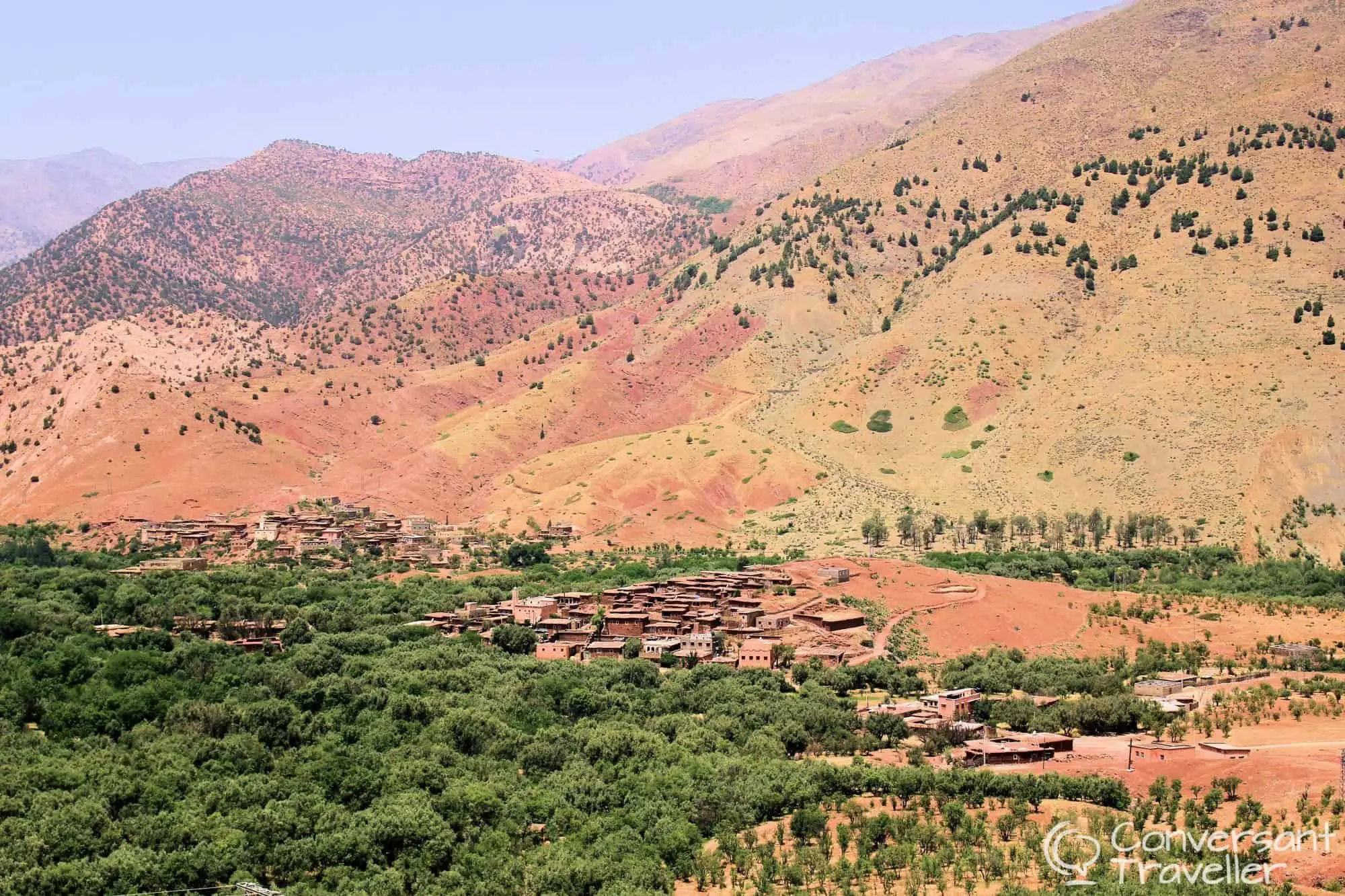 The beginning of the Tizi n Test is lined with hillside Berber villages in the High Atlas