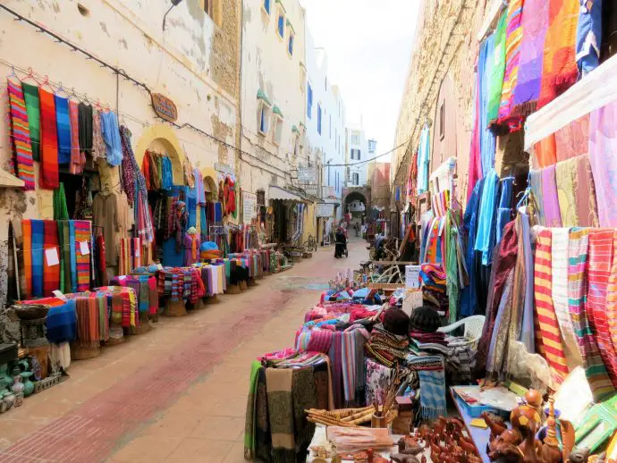 Colourful medina alleys in Essaouira, Morocco