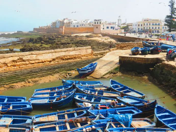 Blue fishing boats in Essaouira - most instagrammable places in Morocco