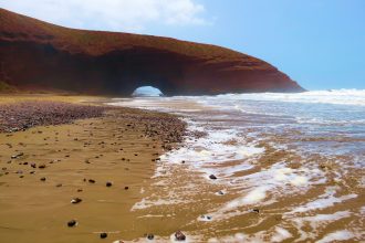 Sea arch at Legzira beach, Morocco