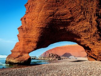 Most instagrammable places in Morocco - Legzira Beach and sea cliff arches