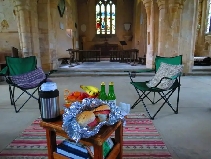 Champing at All Saints Church, Aldwincle, Northamptonshire