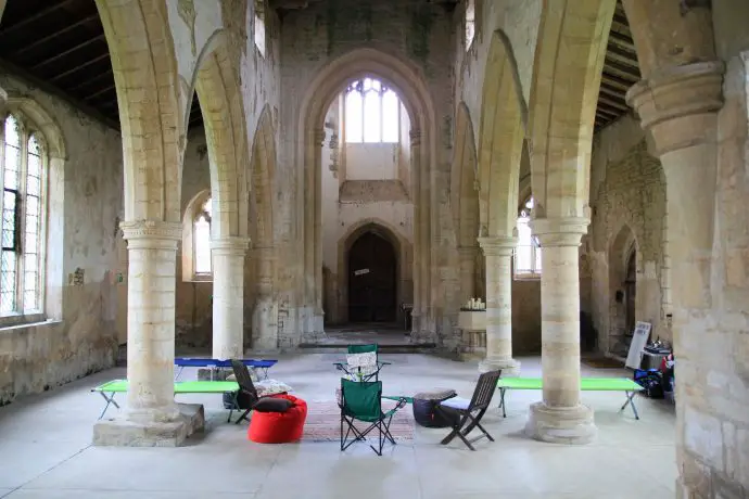 Champing at All Saints Church, Aldwincle, Northamptonshire