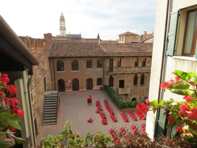 View of Juliet balcony from Le Suite di Giulietta, Verona