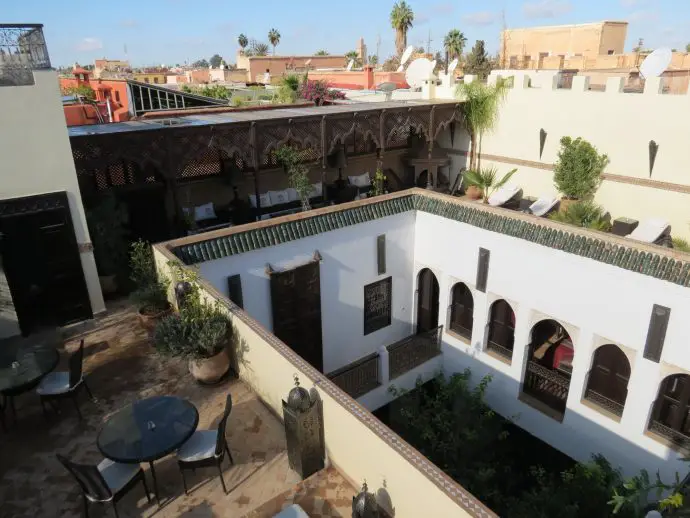 Roof terrace at luxury Marrakech Riad Assakina