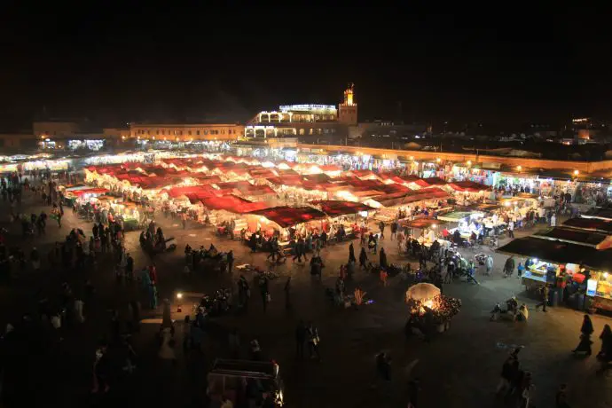 Aerial view of Marrakech night market