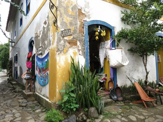 Cute shops in old town Paraty, Brazil