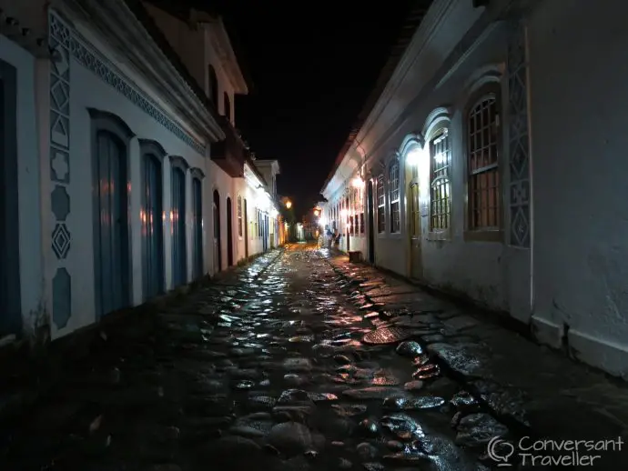 Things to do in Paraty, the streets at night, Brazil