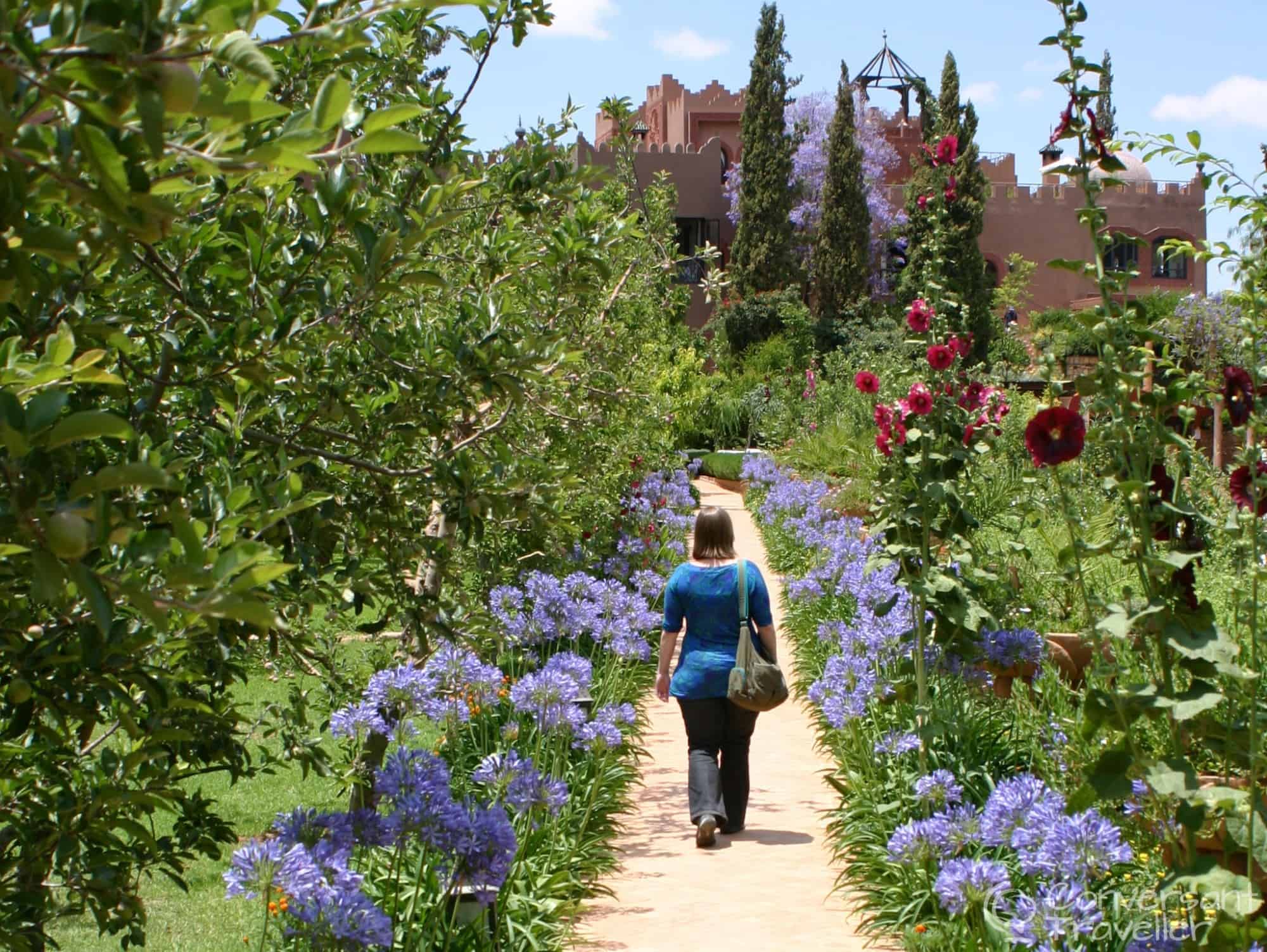 The gardens at Kasbah Tamadot in Morocco