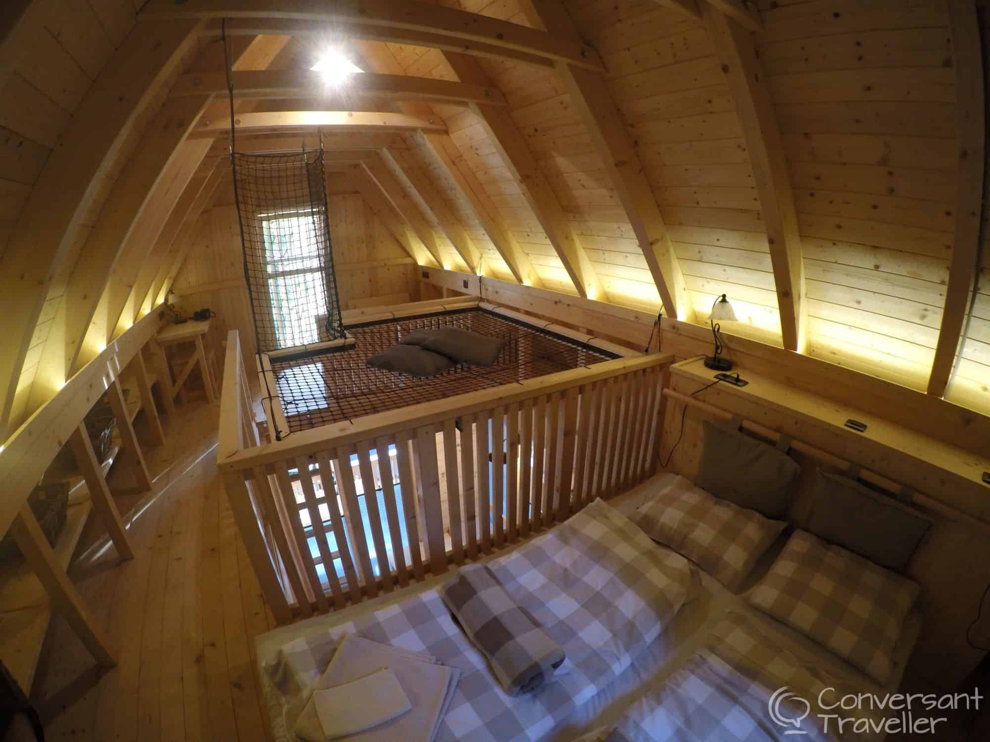 Sleeping in a tree house at Garden Village Bled, Slovenia