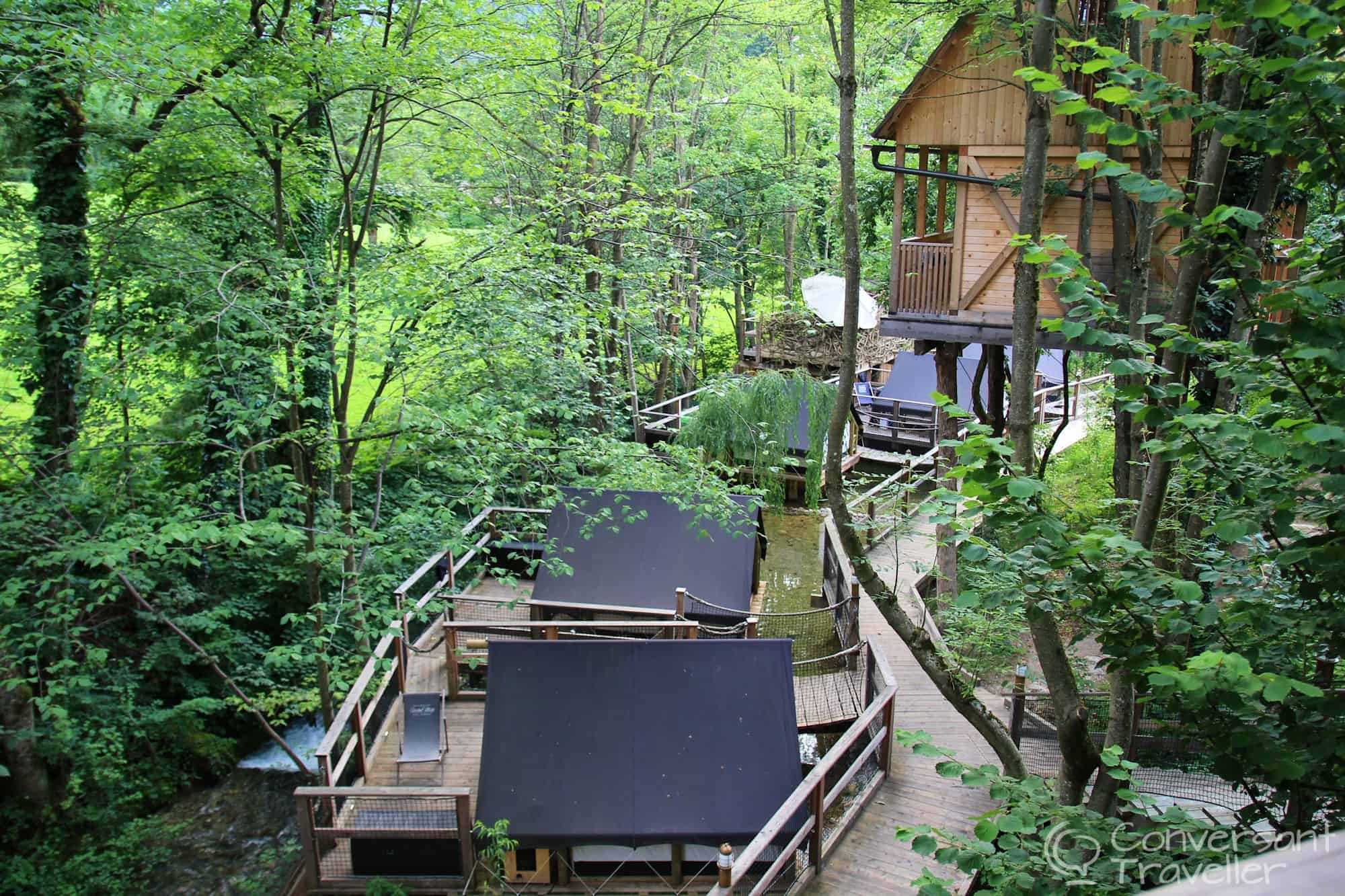 Sleeping in a tree house at Garden Village Bled, Slovenia